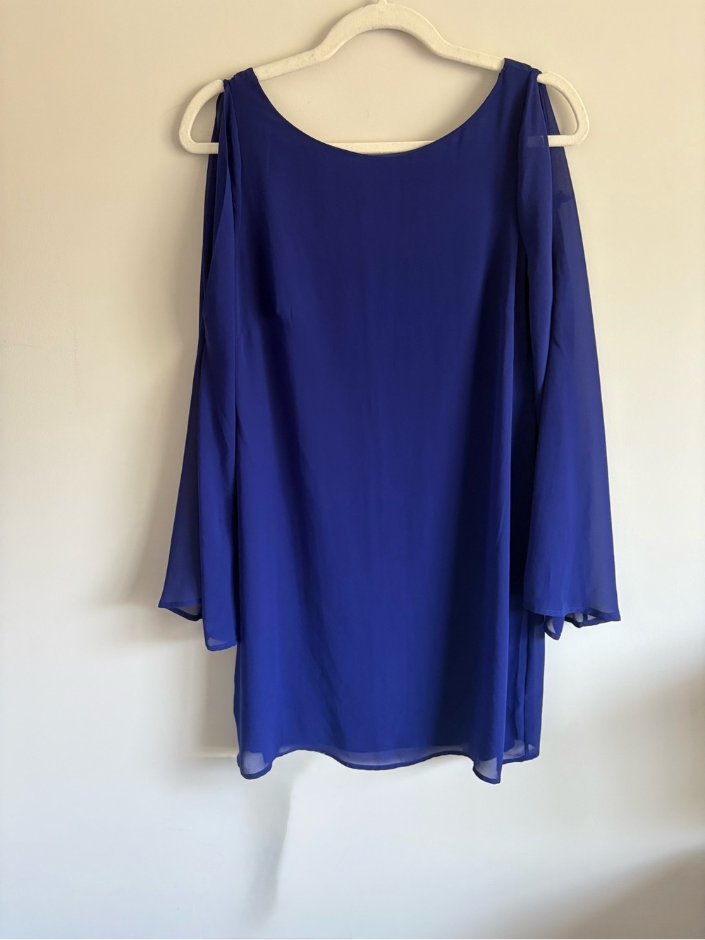 Lush Cobalt Blue Cold-Shoulder Chiffon Top